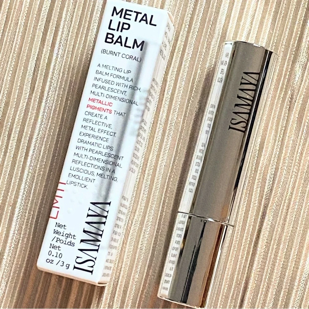 ISAMAYA Metal Lip Balm Metallic Lipstick Burnt Coral full size 3g